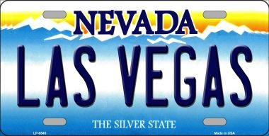 LAS VEGAS NEVADA BACKGROUND NOVELTY WHOLESALE METAL LICENSE PLATE LP-9545