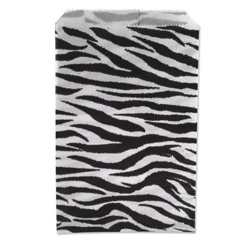 100pcs Zebra Printed Paper Gift Bag, 5''W x 7''L