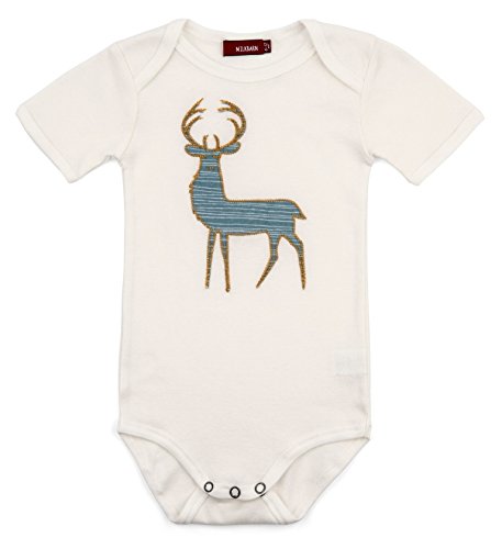 Short Sleeve One Piece, Blue Stripe Buck- 3-6M