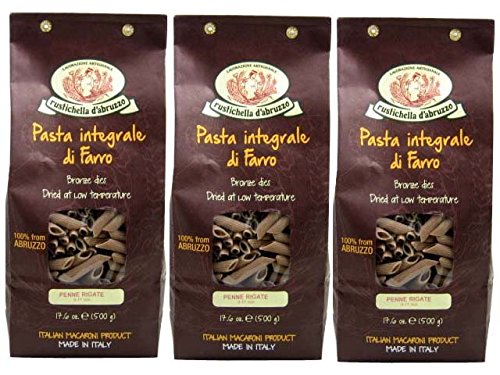 Rustichella d'Abruzzo Pasta, Alternative Flour, Farro in Bags, Penne Rigate, 500 gr/1.1 lb