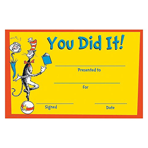 36 Dr. Seuss You Did It! Certificates - 36 pcs (not in pricelist)