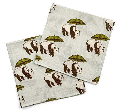 Bamboo Burpies 23" x 23", Blue Panda (Set of 2)