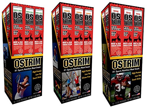 Ostrim Beef/Elk Sweet & Spicy 1.5oz,
Ostrim Beef/Elk Habanero 1.5oz and
Ostrim Beef/Elk Teriyaki 1.5oz