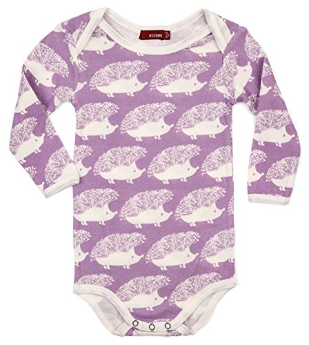 Long Sleeve One Piece, Lavender Hedgehog- 6-12M