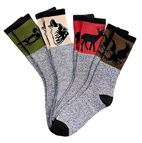 4-Pair Outdoorsman Socks-Call of the Wind, Size 10-13