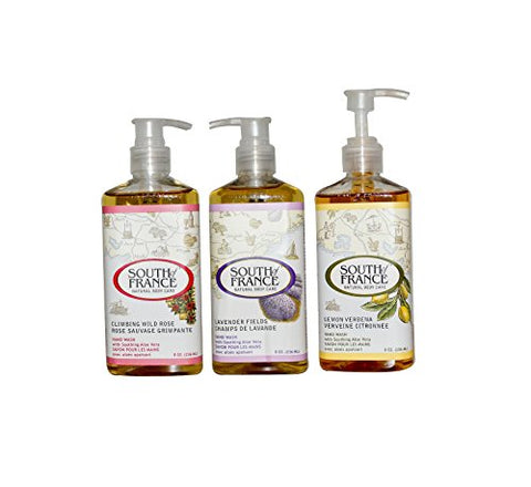 South of France Hand Wash 3-pack (Climbing Wild Rose, Lavender Fields and Lemon Verbena), 8 oz each
