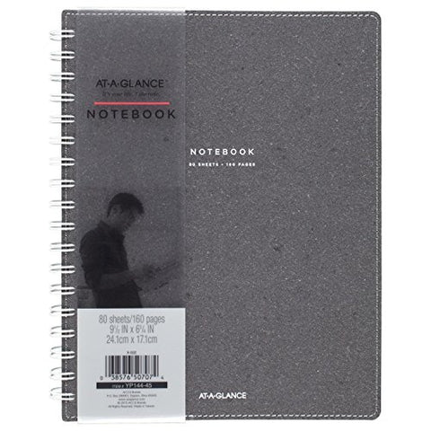 At-a-glance Signature Collection Twinwire Notebook, Ruled, 80 Sheets, Heather Gray, 9 1/2" X 7 1/4"