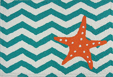Jellybean Starfish On Chevron Memory Foam Rug