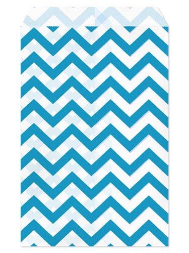 100pcs Paper Gift Bag, 4''W x 6''H - Blue Chevron