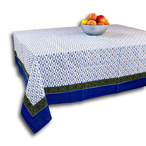 Tablecloth with Small Buti Design 72" x 72" - Blue/Red/Green