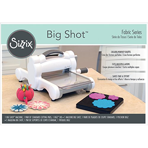 Sizzix Big Shot Fabric Series Starter Kit (White & Gray) (includes  1 Big Shot Machine, 1 Pair of Cutting Pads, 1 Bigz Die (Flower Layers #11)