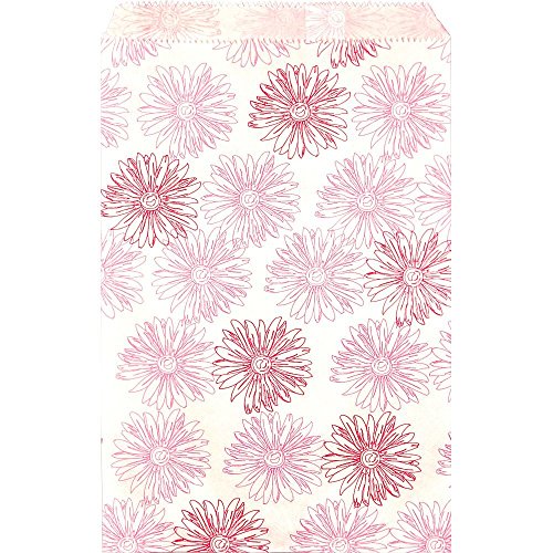100pcs Flowers Printed Paper Gift Bag, 5''W x 7''L