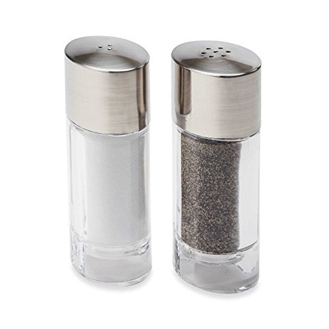 5.5" Marquis, Shaker Set 2-Pc - Clear with Brushed Top (w/ Pepper and Salt)