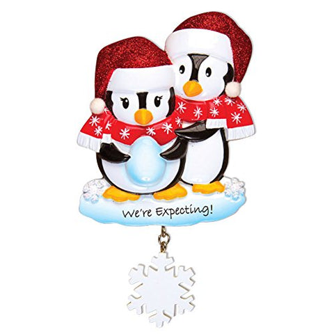 We're Expecting Penguins Personalized Christmas Ornament (not in pricelist)