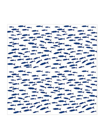 Luncheon Fish Shoal Napkins. 20 Pack - White&Blue/Paper 6.5"