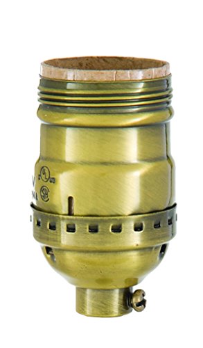 Keyless Early Electric Style Lamp Socket, Antique Brass Finish, Keyless (No Switch), Uno Thread Shell