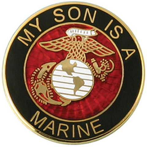 My Son is A Marine with Marine Corps Crest on 1" Round Lapel Pin