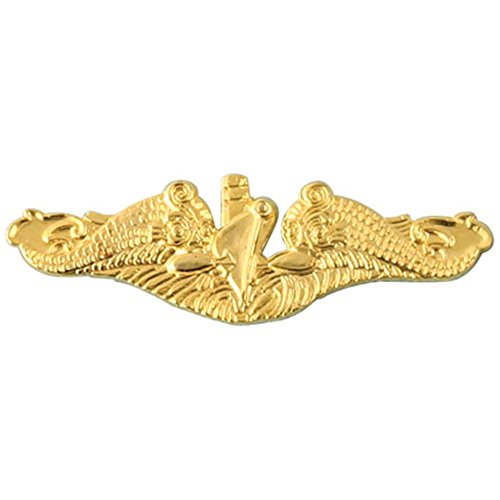 Officer Gold Submarine Warfare Insignia "Dolphins" on 1 1/2" Lapel Pin