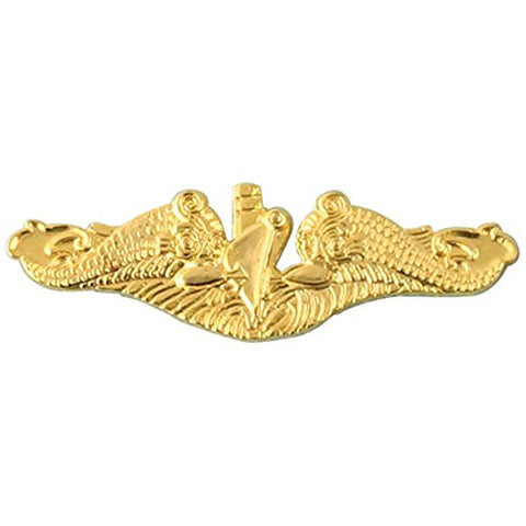 Officer Gold Submarine Warfare Insignia "Dolphins" on 1 1/2" Lapel Pin