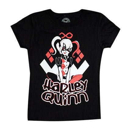 DC Comics Harley Quinn Girls Sugar Print Black Tee-L