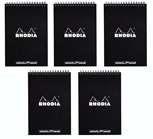 Rhodia - Black Wirebound Pads - Dot Grid - 6 x 8 ¼
