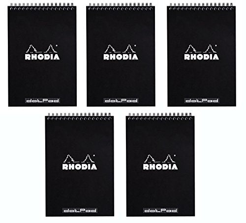 Rhodia - Black Wirebound Pads - Dot Grid - 6 x 8 ¼
