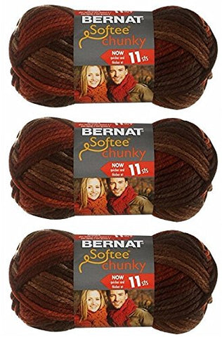 Bernat Softee Chunky Yarn - Ombre Terra Cotta 77 Yards 2.8 OZ