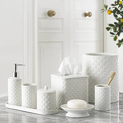 Scala: Lotion Dispenser, Toothbrush Holder, Tumbler and Soap Dish (Porcelain)