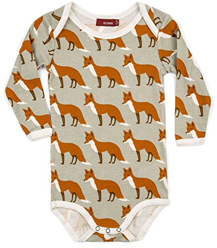 Long Sleeve One Piece, Orange Fox- 6-12M