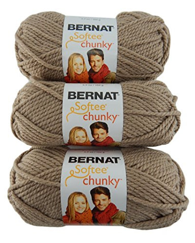 Bernat Softee Chunky Yarn - Solid Soft Taupe 108 Yards 3.5 OZ