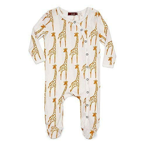 Organic Footed Romper, Yellow Giraffe, 3-6M