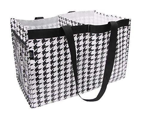 Trunkey , 2-Compartment Organizer Tote - Black White Houndstooth