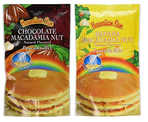 HS Chocolate Macadamia Pancake Mix - 6 oz, HS Banana Macadamia Nut Pancake Mix - 6 oz.