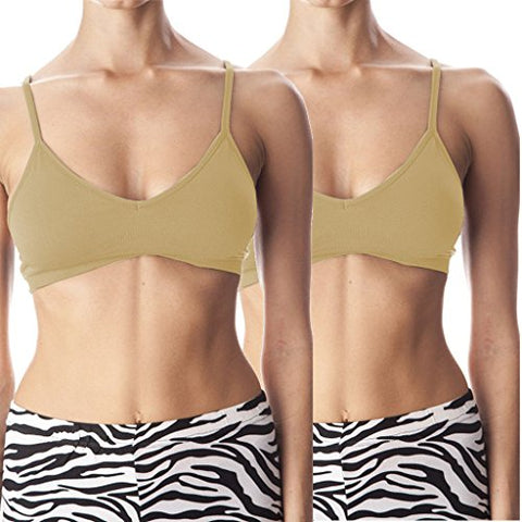 Anemone Women's Seamless V-neck Padded Bra w/ Adjustable Straps - 2 PACK Nude OS