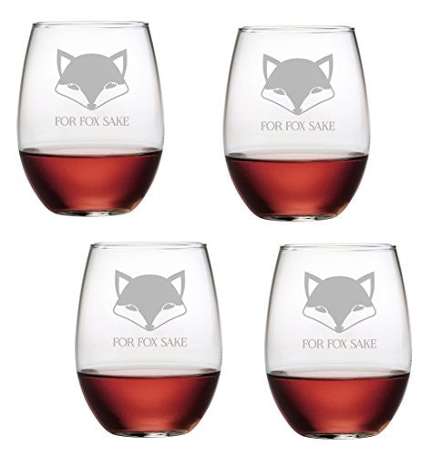 For Fox Sake, Stemless Wine, 21oz, Set of 4