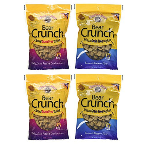 Bear Crunch Grain-Free Treats, Bacon and Blueberry, 8 oz. and Bear Crunch Grain-Free Treats, Turkey, Sweet Potato and Cranberry, 8 oz.