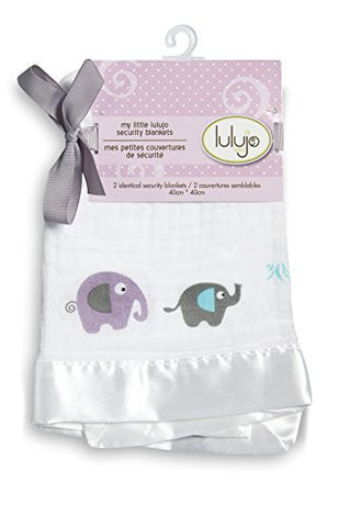 Muslin Cotton Security Blankets 16"x16" 2 Pack - Elephants