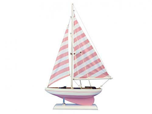 Wooden Pretty in Pink Model Sailboat 17"