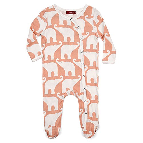 Organic Footed Romper, Rose Elephant, 0-3M