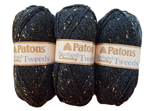 Patons Shetland Chunky Tweed Yarn Charcoal 125 Yards 3 OZ
