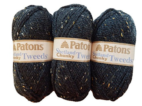 Patons Shetland Chunky Tweed Yarn Charcoal 125 Yards 3 OZ