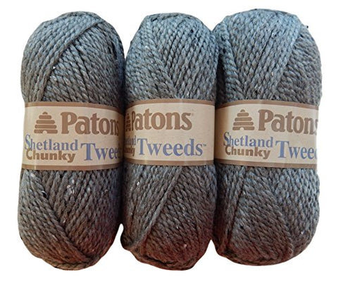 Patons Shetland Chunky Tweed Yarn Pewter 125 Yards 3 OZ