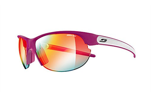 Julbo Performance Breeze Sunglasses, Zebra Light Gold Flash-Yellow/Brown Tint Lens, Plum/White Frame, Medium
