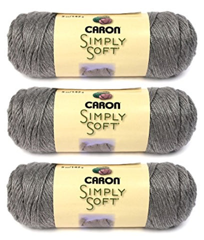 Caron Simply Soft Yarn - Heather Grey 250 Yards 5 OZ