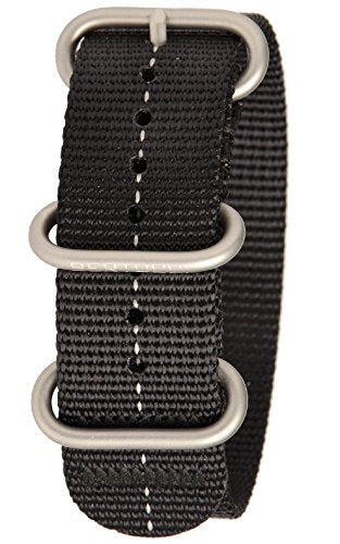 B-Type DX3 Zulu Nylon Matte, Black w Gray Dash - 7/8"