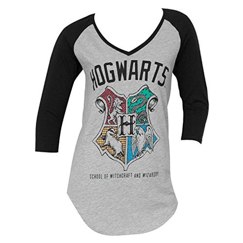 Harry Potter Hogwarts Crest V-Neck Raglan-XL