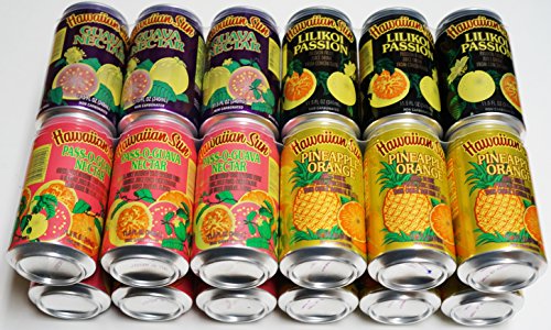 HS Juice Guava Nectar - 11.5 oz, 6 pcs., HS Juice Lilikoi Passion - 11.5 oz, 6 pcs., HS Juice Pass-O-Guava - 11.5 oz, 6 pcs., and HS Juice Pineapple Orange - 11.5 oz, 6 pcs.