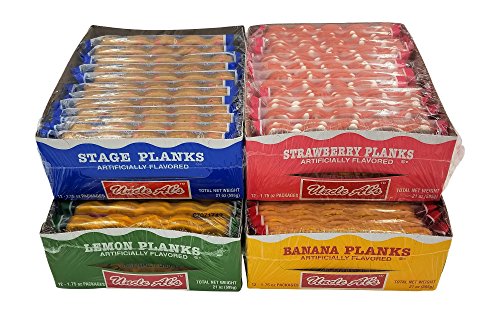 Old Fashioned Stage Planks 13/4 oz  Lemon Planks  1 3/4 oz  
Strawberry Planks 1 3/4 oz 
Banana Planks 1 3/4 oz