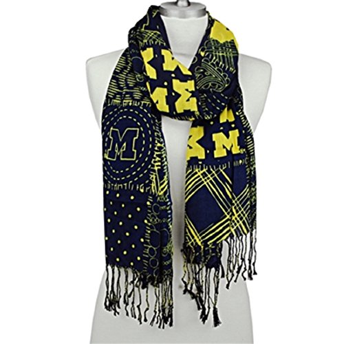 Mixed Print Scarf, Michigan, 72"L x 24"W