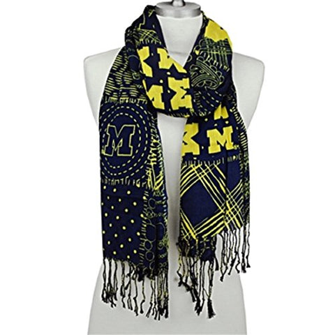 Mixed Print Scarf, Michigan, 72"L x 24"W
